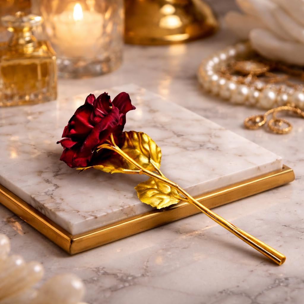 Gold plated metallic Rose.