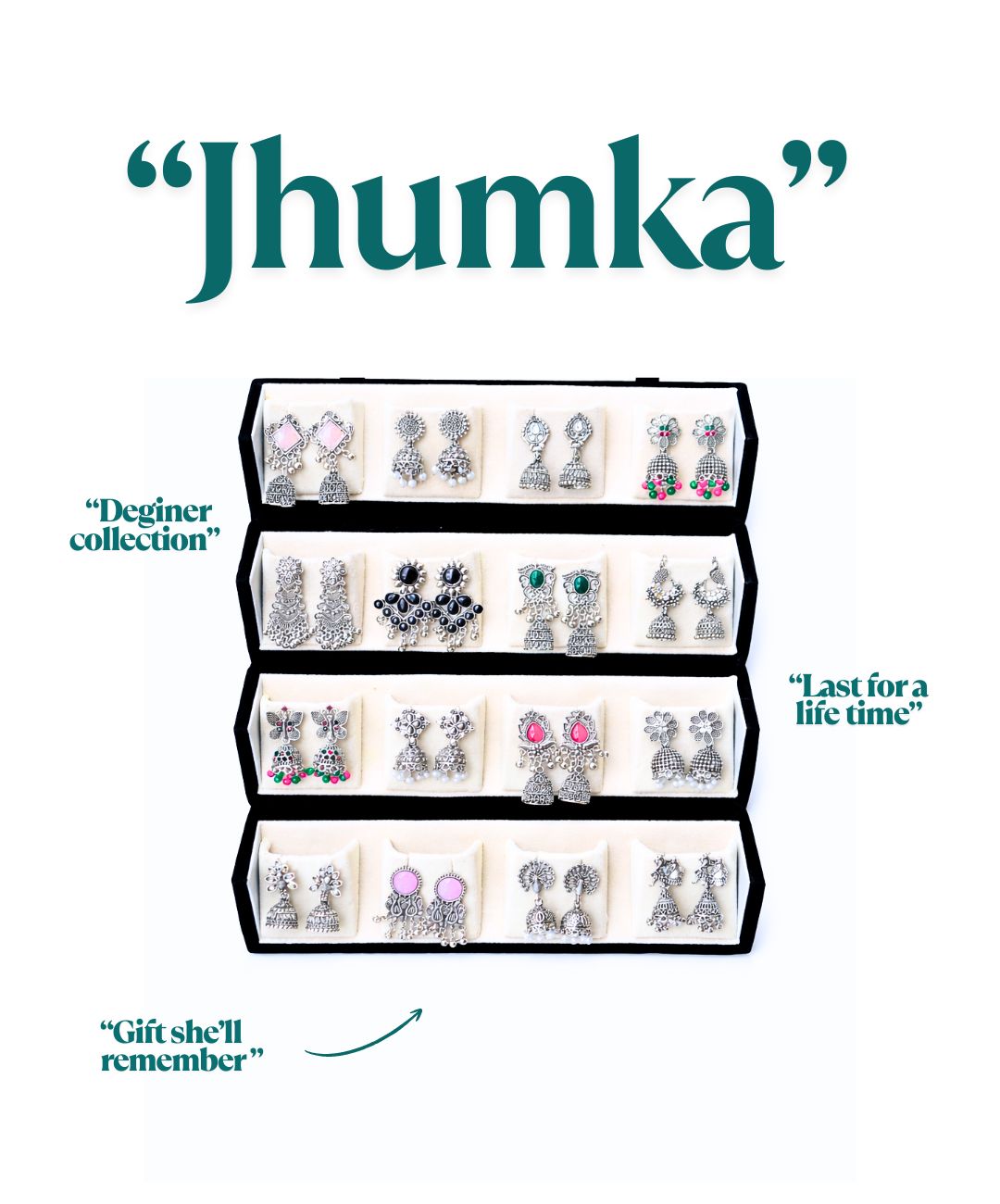 Seayona 16 Pair Jhumka Box