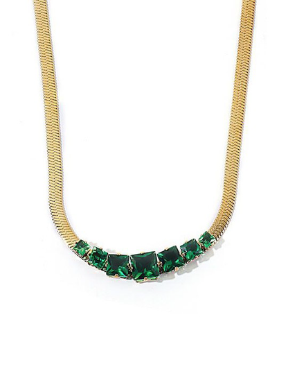 gold plated stainless steel cubic zirconia necklace