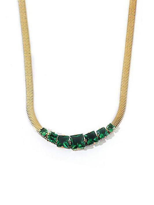 gold plated stainless steel cubic zirconia necklace