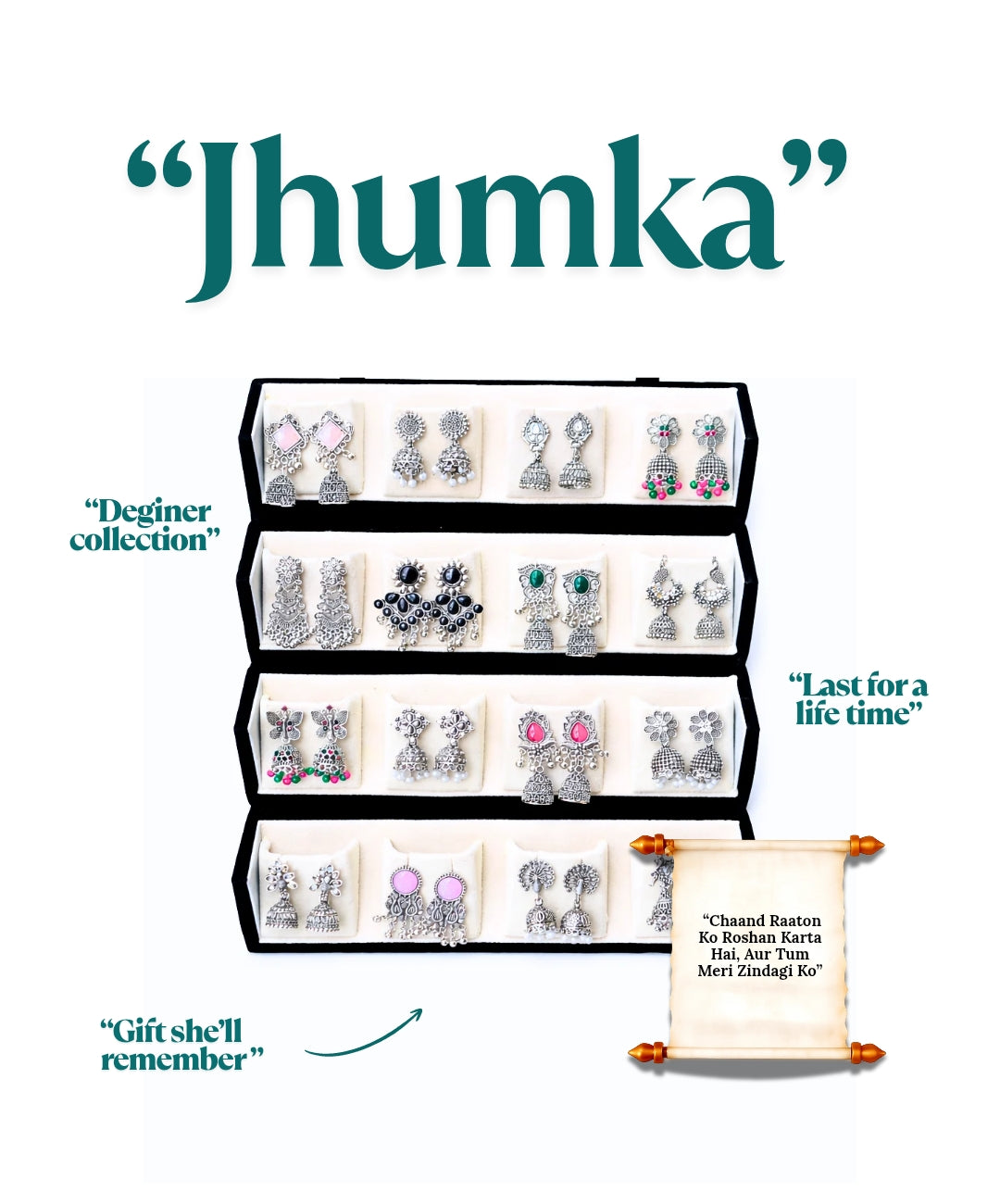 Seayona 16 Pair Jhumka Box
