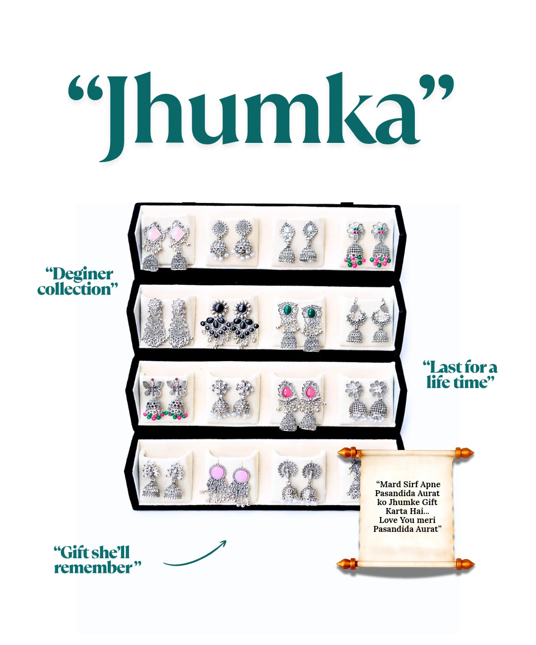 Seayona 16 Pair Jhumka Box
