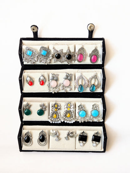 12 Oxidized Designer Stud Earrings