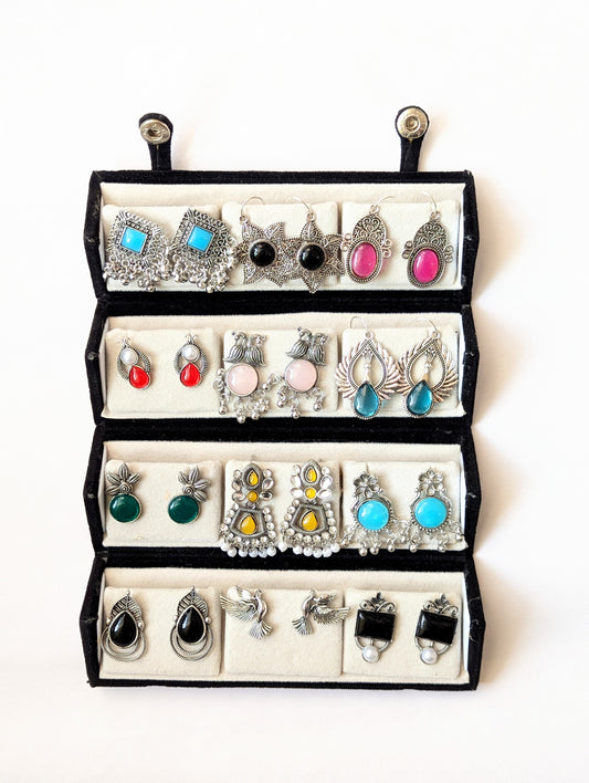 12 Oxidized Designer Stud Earrings